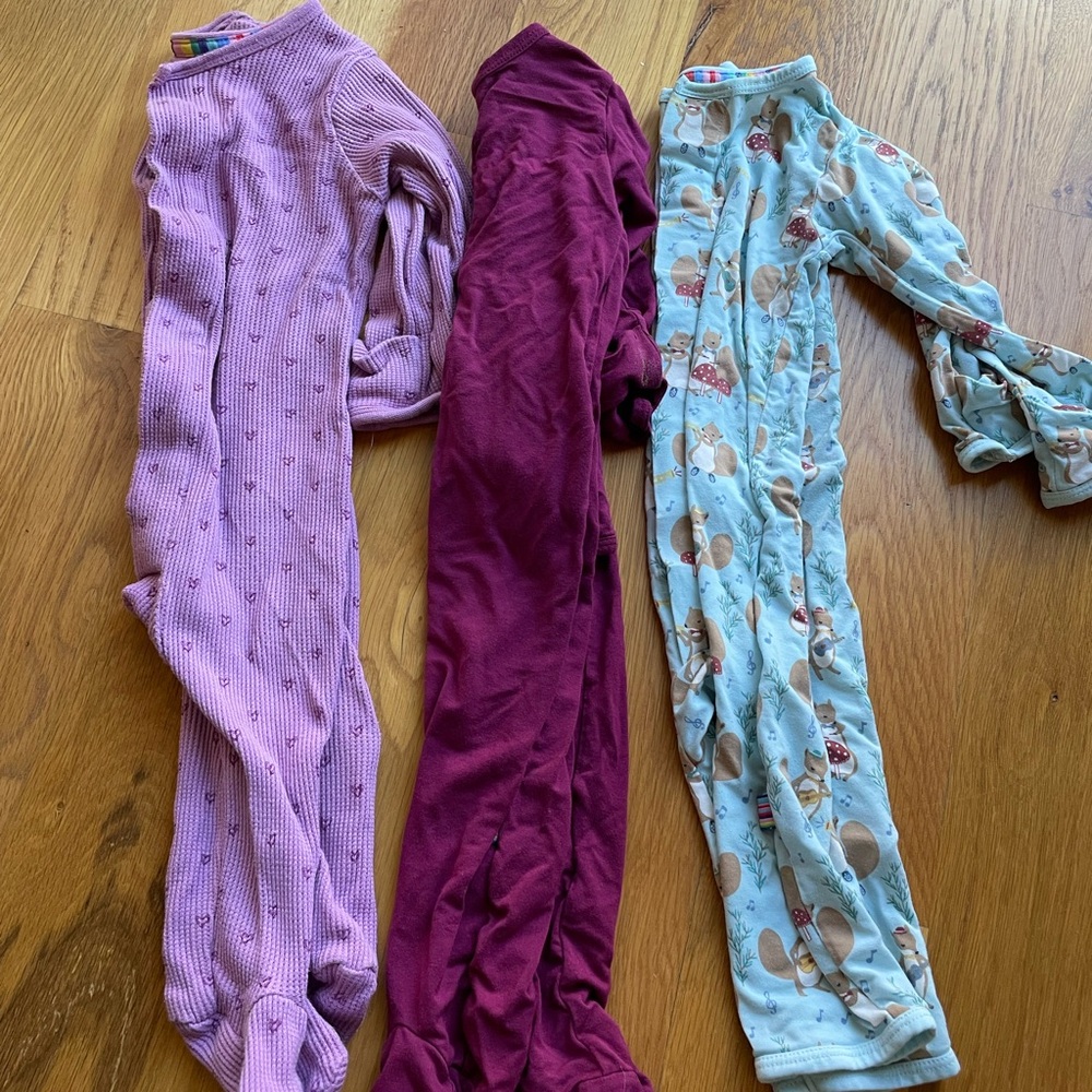 Bundle of 3 Magnetic Me pajamas, 3-6m in Purple, Burgundy, and Blue